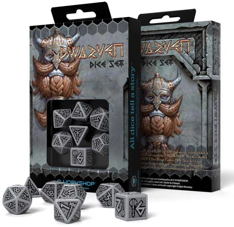 Q Workshop Dwarven Kauliukų Rinkinys Pilkos Ir Juodos Spalvos