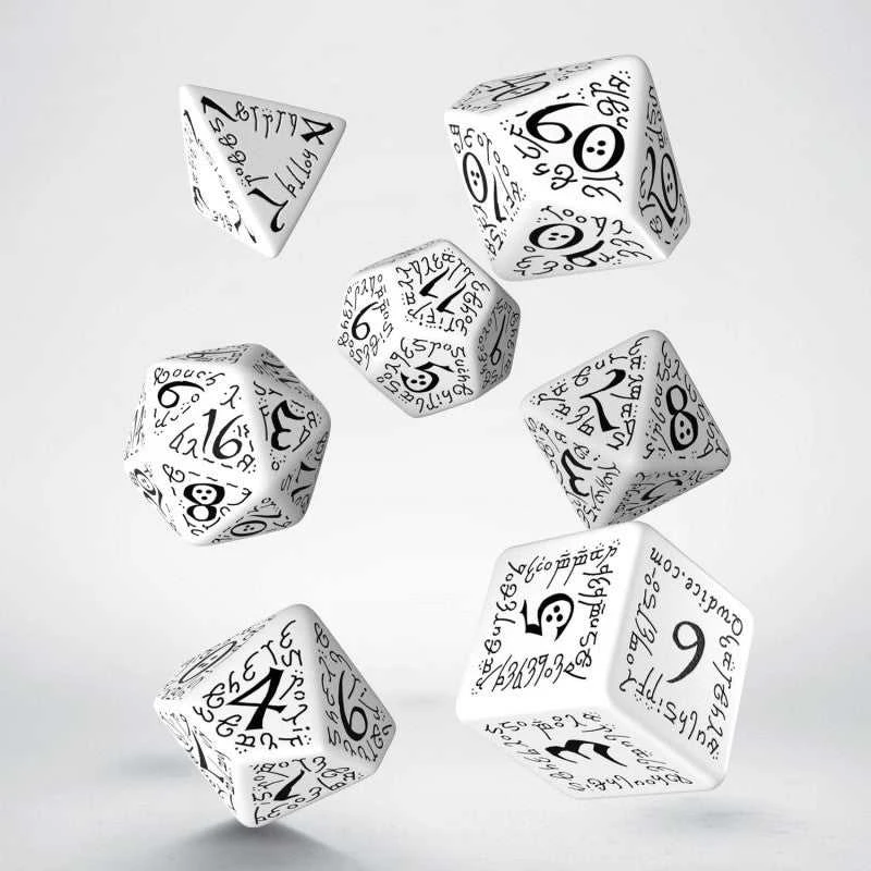 Q Workshop Elvish Kauliukų Rinkinys Baltos Ir Juodos Spalvos