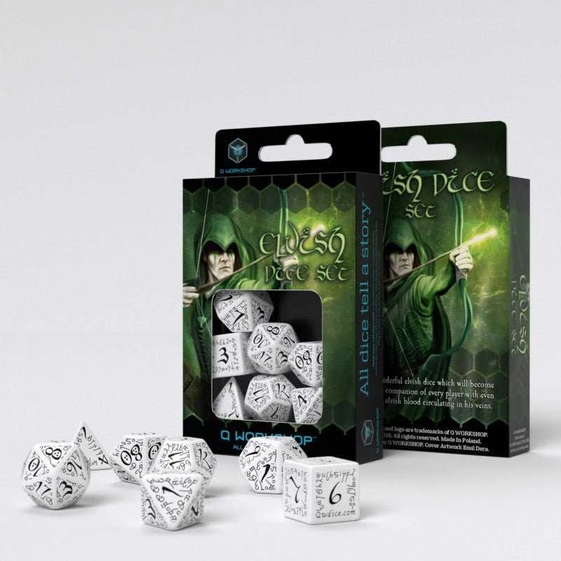 Q Workshop Elvish Kauliukų Rinkinys Baltos Ir Juodos Spalvos