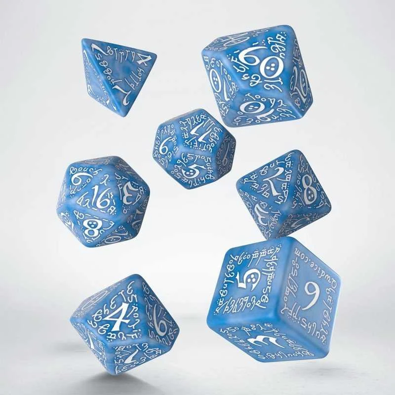 Q Workshop Elvish kauliukų rinkinys mėlynos ir baltos spalvos
