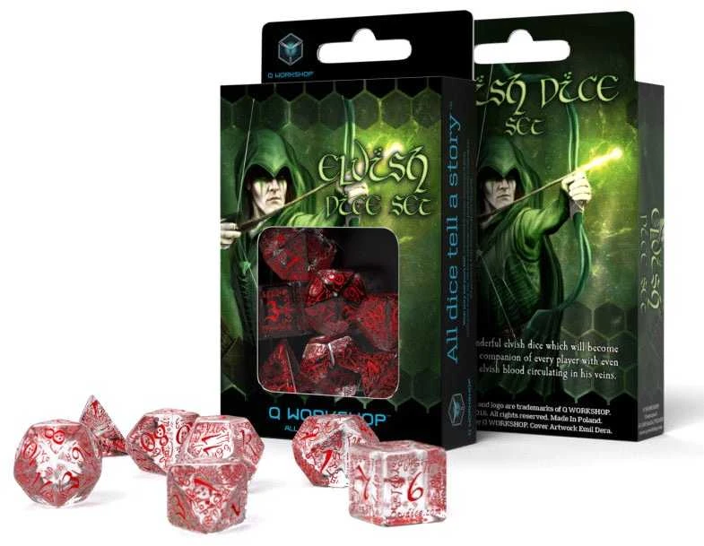 Dėlionė Q Workshop Elvish Kauliukų Rinkinys Skaidrios Ir Raudonos Spalvos