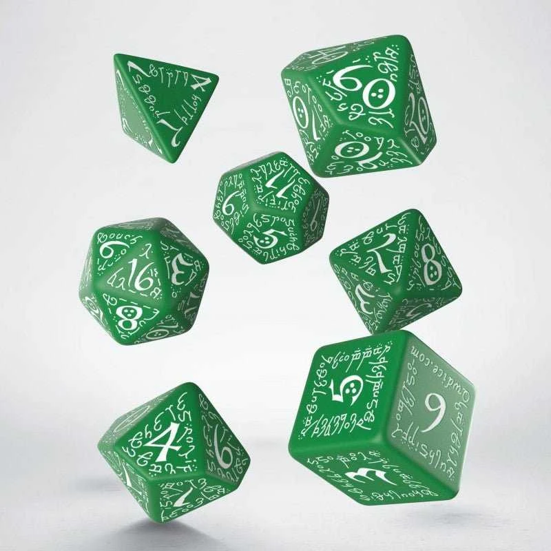 Q Workshop Elvish Kauliukų Rinkinys Žalios Ir Baltos Spalvos
