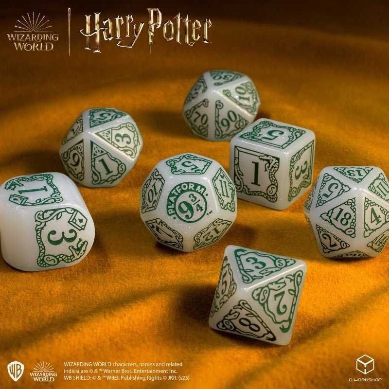 Q Workshop Harry Potter. Slytherin Modern Dice Kauliukų Rinkinys (Baltos Sp.)