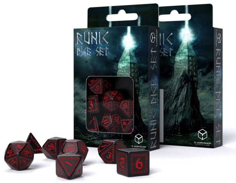 Dėlionė Q Workshop Runic Kauliukų Rinkinys Juodos Ir Raudonos Spalvos