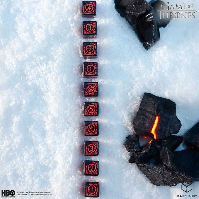 Q Workshop Sostų karai Targaryen D6 kauliukų rinkinys 10 vnt – Q‑Workshop