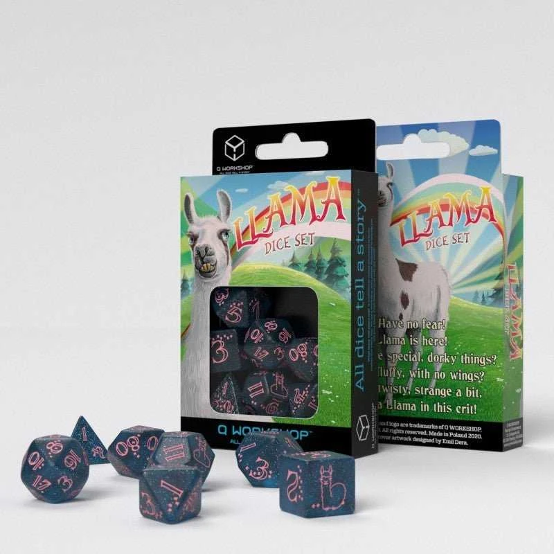 Q Workshop Sparkling Llama Kauliukų Rinkinys Blizgančios Tamsiai Mėlynos Ir Rožinės Spalvos