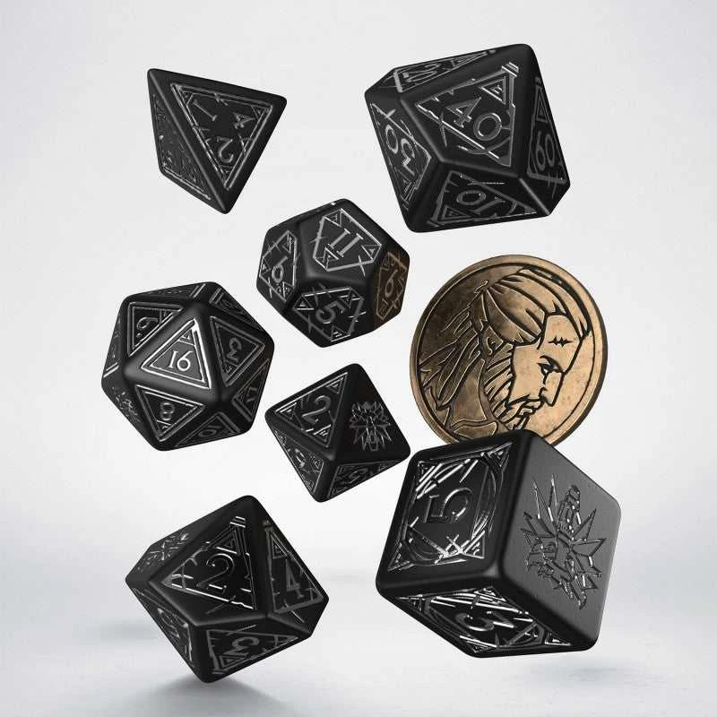 Dėlionė Q Workshop The Witcher Geralt Sidabrinis Sword Kauliukų Rinkinys Juodos Ir Sidabro Sp