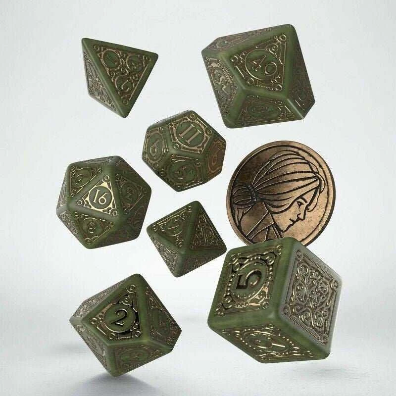 Q Workshop The Witcher Triss Kauliukų Rinkinys Žalios Ir Auksinės Sp