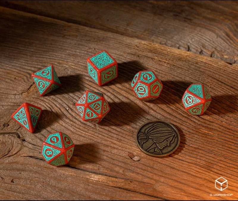 Q Workshop The Witcher Triss kauliukų rinkinys raudonos ir turkio sp