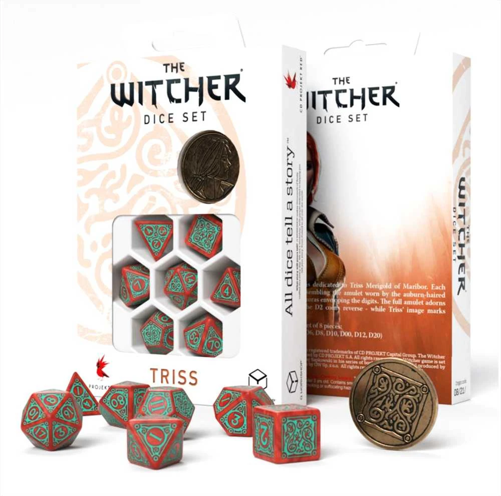 Q Workshop The Witcher Triss kauliukų rinkinys raudonos ir turkio sp