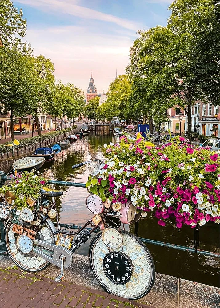 Ravensburger 1000 dėlionių Dėlionė: Dviratis ir gėlės Amsterdame