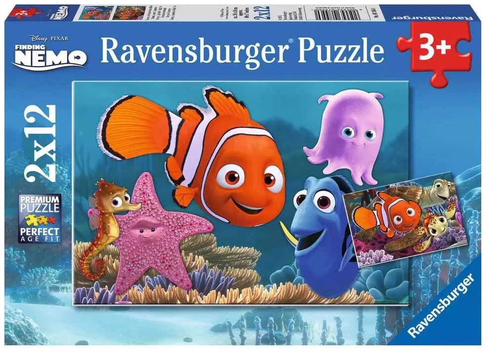 Ravensburger 2 dėlionės „Disney Pixar Žuviukas Nemo“, 2×12 det., nuo 3 m.