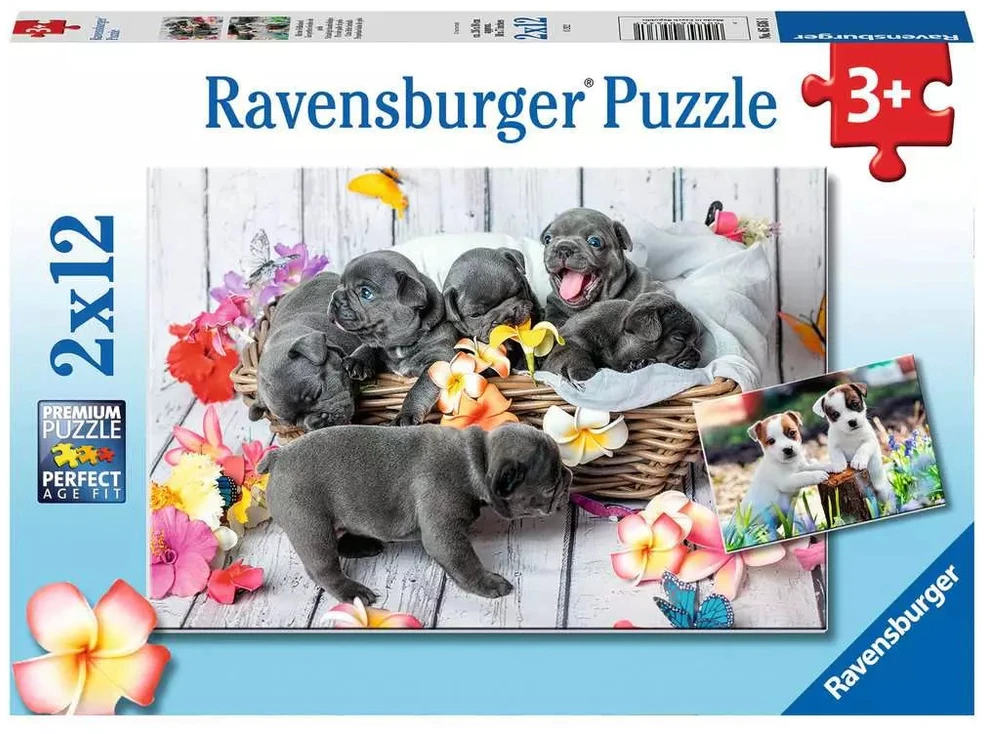Ravensburger 2 dėlionės „Mieli pūkuočiai“, 2×12 det., nuo 3 m.