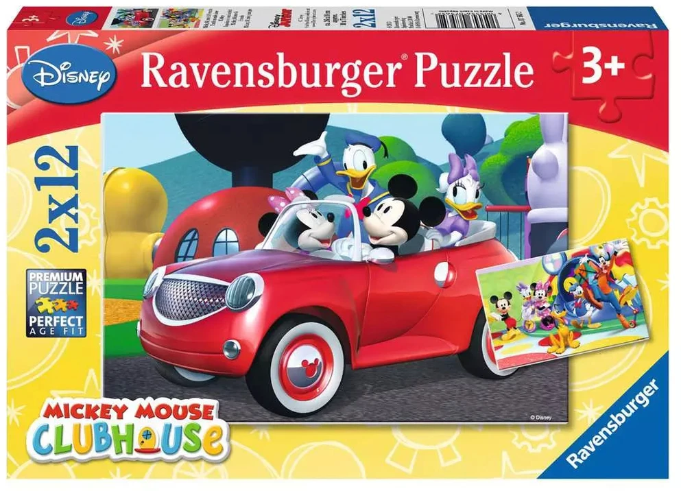 Ravensburger 2 dėlionės „Peliukas Mikis“, 2×12 det., nuo 3 m.