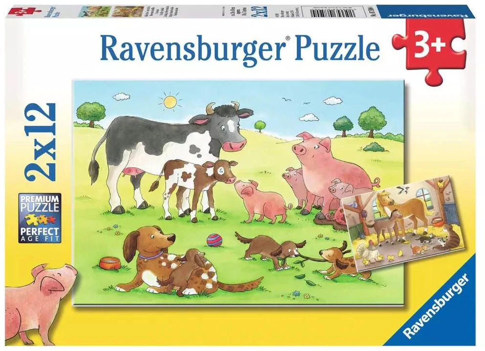 Ravensburger 2 dėlionės „Ūkio gyvūnai“, 2×12 det., nuo 3 m.