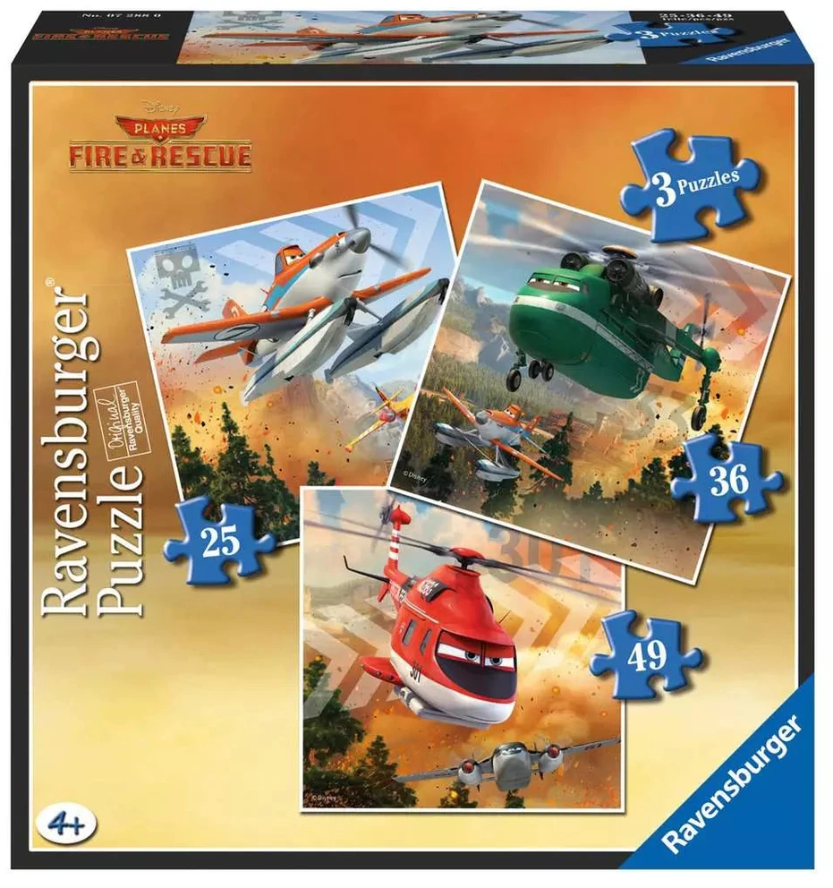 Ravensburger 3 dėlionės „Disney Lėktuvai: ugniagesiai ir gelbėtojai“, nuo 4 m.