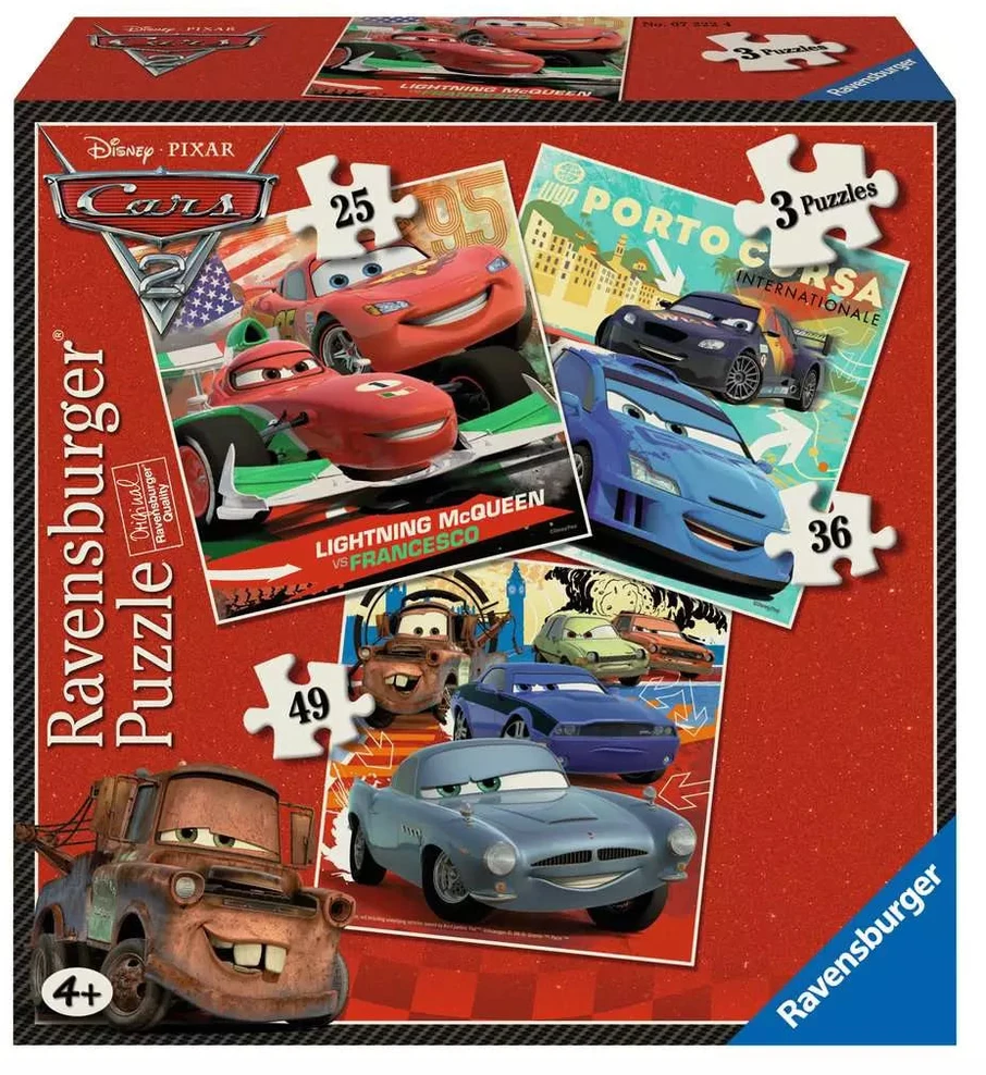 Ravensburger 3 dėlionės „Disney Pixar Ratai 2“, 25–49 det., nuo 4 m.
