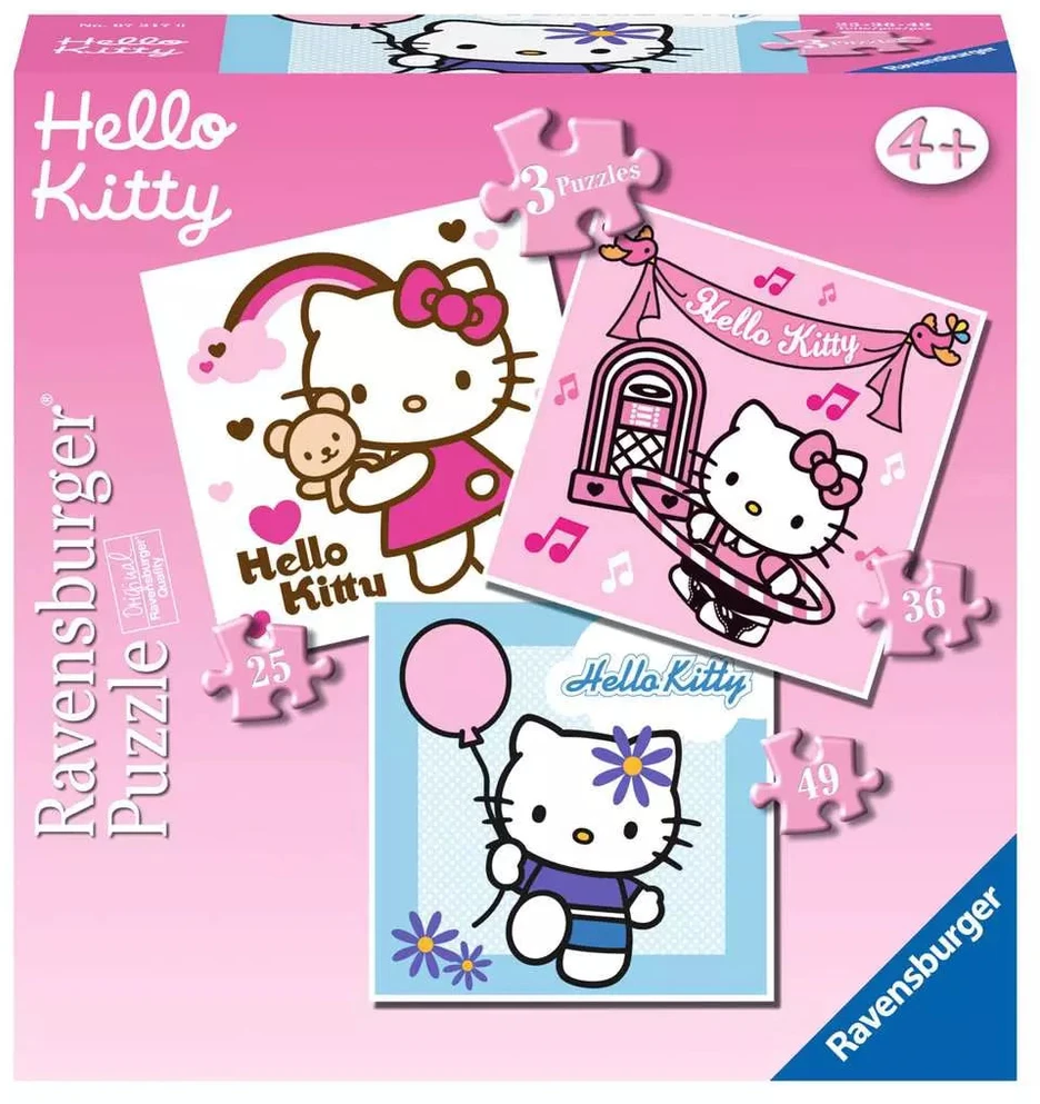 Ravensburger 3 dėlionės „Hello Kitty“, 25–49 det., nuo 4 m.