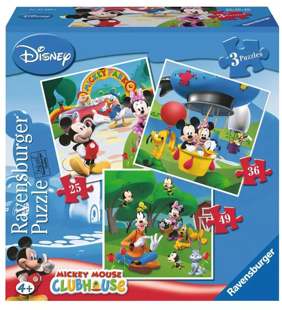 Ravensburger 3 dėlionės „Peliuko Mikio klubas“, 25–49 det., nuo 4 m.