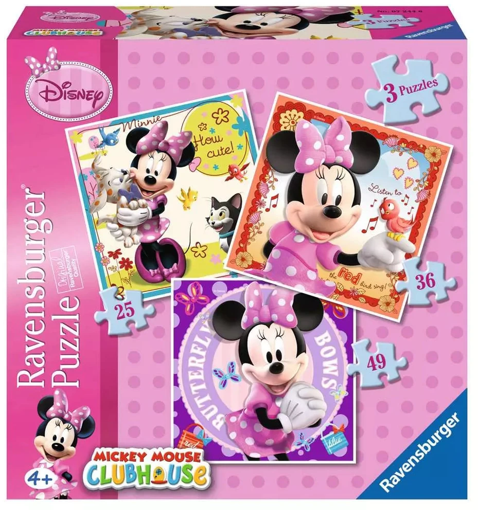 Ravensburger 3 dėlionės „Pelytė Minė“, 25–49 det., nuo 4 m.