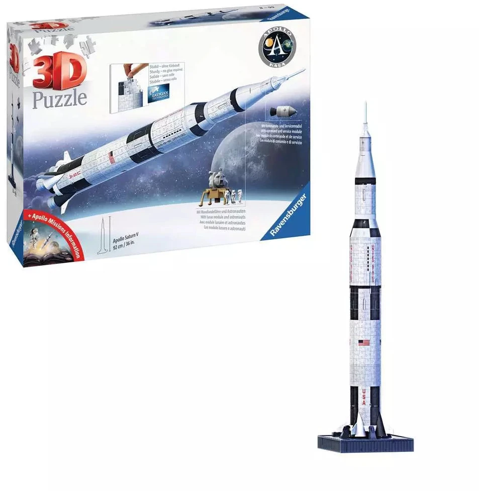 Ravensburger 3D Dėlionė 504 vnt. - Apollo Saturn V raketa