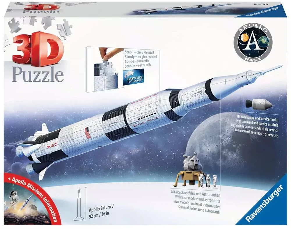 Ravensburger 3D Dėlionė 504 vnt. - Apollo Saturn V raketa
