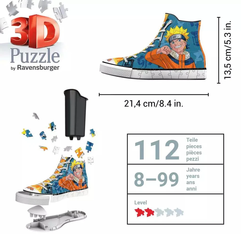 Ravensburger 3D dėlionė batas-pieštukinė „Naruto“, 108 det., nuo 8 m.