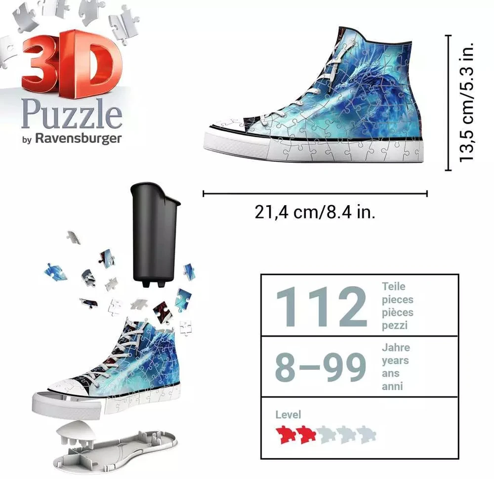 Ravensburger 3D dėlionė batas-pieštukinė „Mistinis drakonas“, 108 det., nuo 8 m.