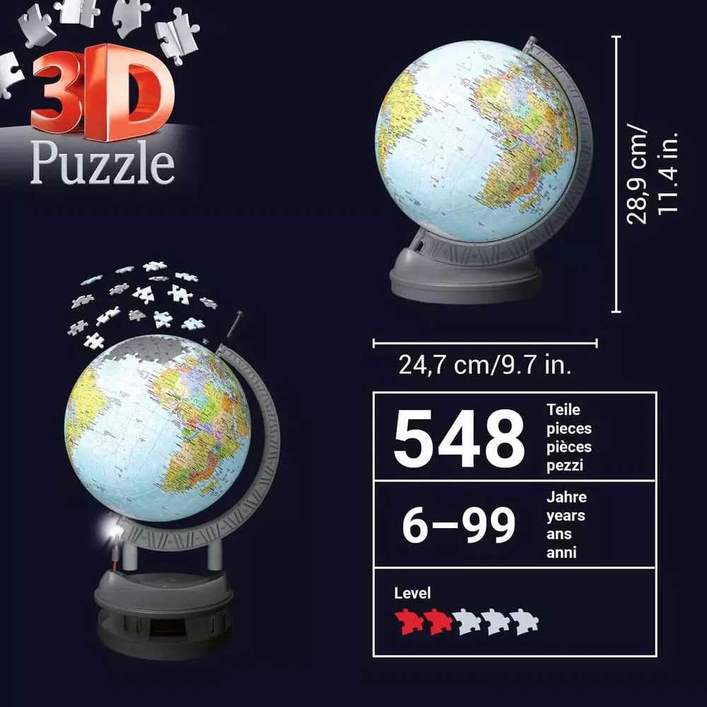 Ravensburger 3D Dėlionė 548 vnt. - Šviečiantis gaublys