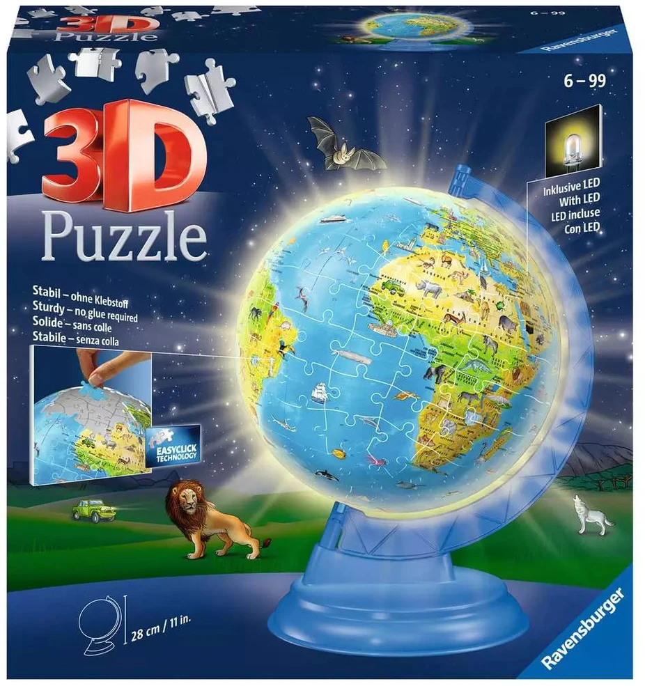 RAVENSBURGER 3D dėlionė Light Up Childrens Globe, 180d., 11288