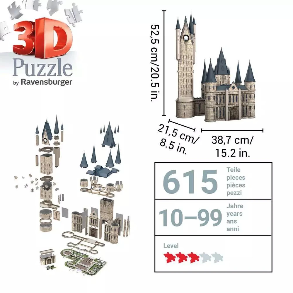 Ravensburger 3D Dėlionė 615 vnt. - Hario Poterio Hogvartso pilis, Astronomijos bokštas