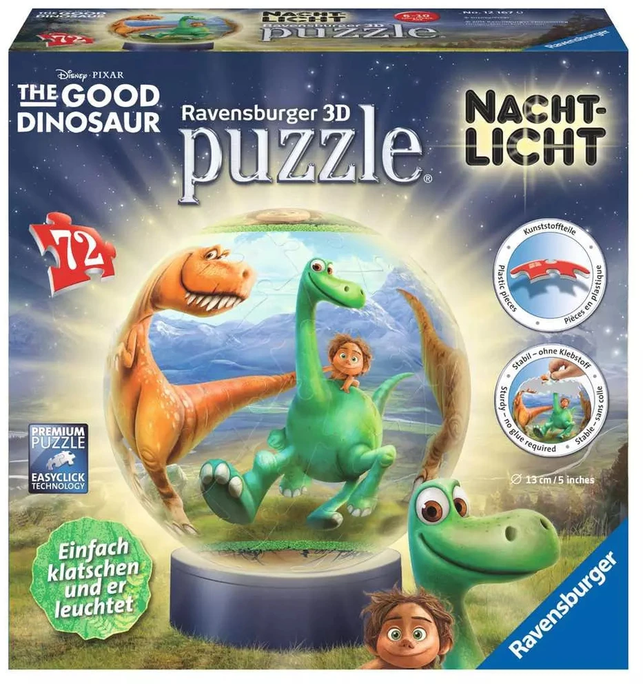 Ravensburger 3D dėlionė-naktinė lempa „Gerasis dinozauras“, 72 det., nuo 6 m.