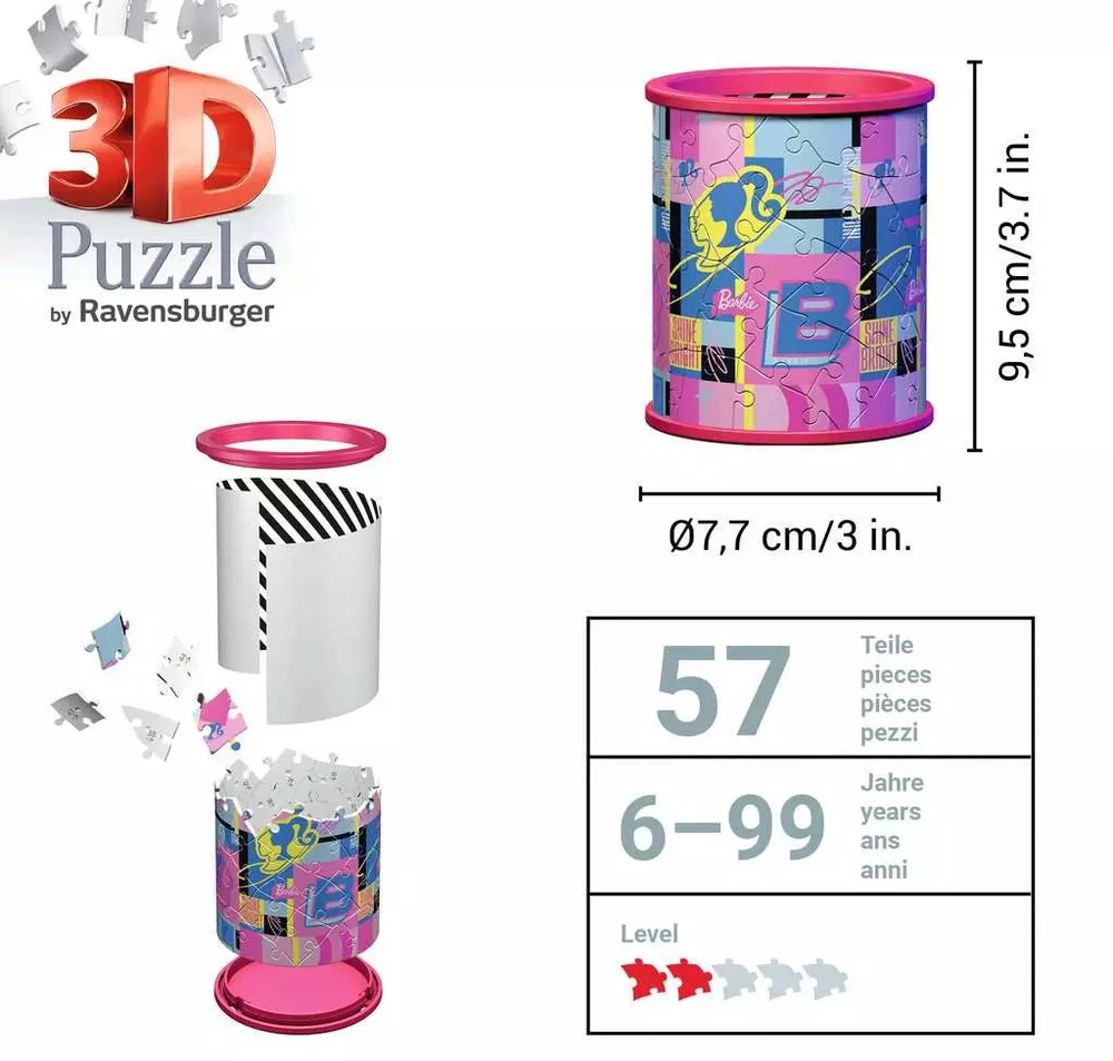 Ravensburger 3D dėlionė pieštukinė „Barbie“, 54 det., nuo 6 m.