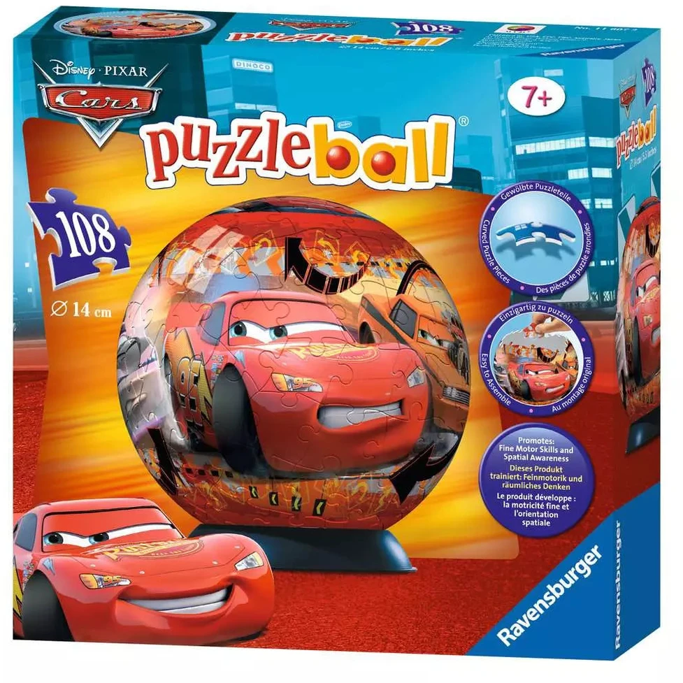 Ravensburger 3D dėlionė-rutulys „Disney Pixar Ratai“, 108 det., nuo 6 m.