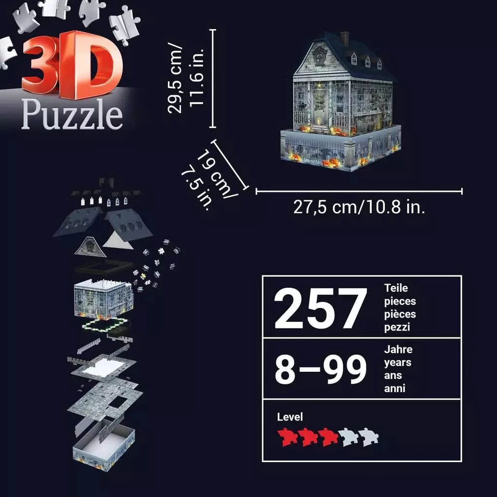 Ravensburger 3D Dėlionė 216 vnt. - Tamsoje šviečiantis pasenęs namas
