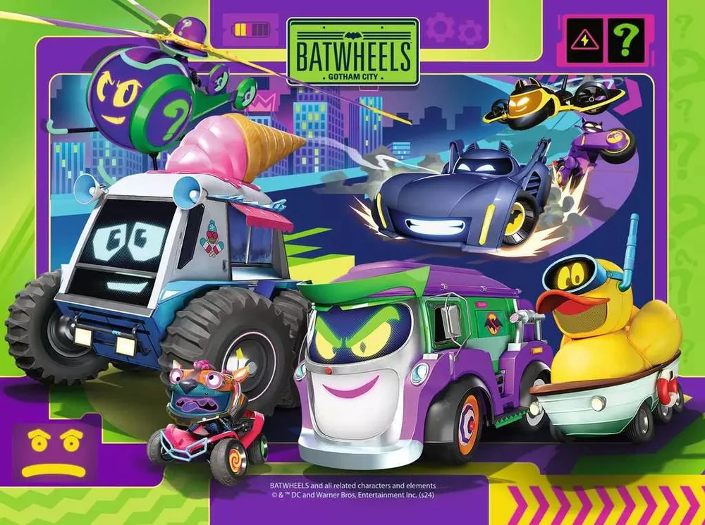Ravensburger 4 dėlionės „Batwheels“, 12–24 det., nuo 3 m.
