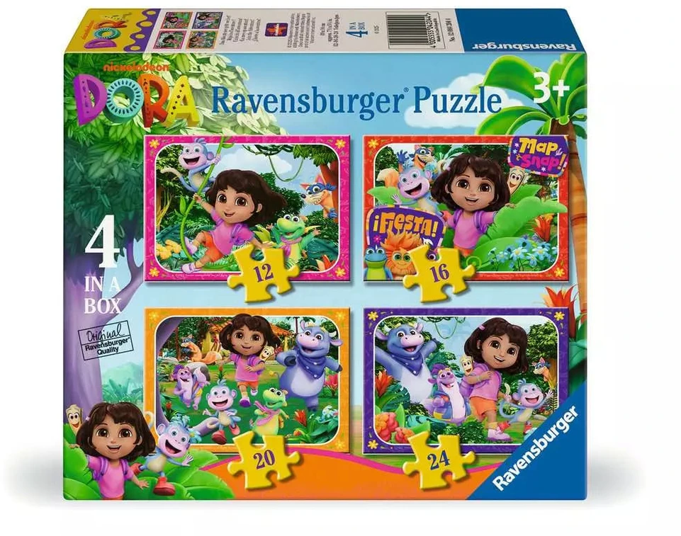 Ravensburger 4 dėlionės „Dora“, 12–24 det., nuo 3 m.