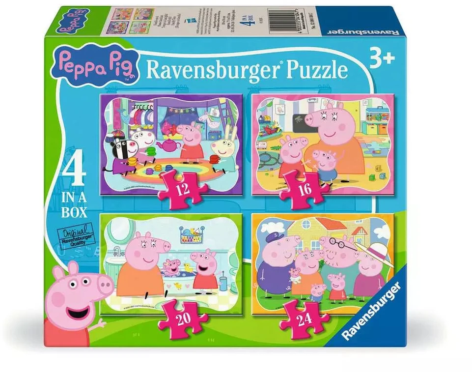 Ravensburger 4 dėlionės „Kiaulytė Pepa“, 12–24 det., nuo 3 m.
