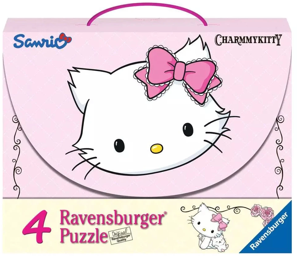Ravensburger 4 dėlionės lagaminėlyje „Charmmy Kitty“, 25–36 det., nuo 4 m.