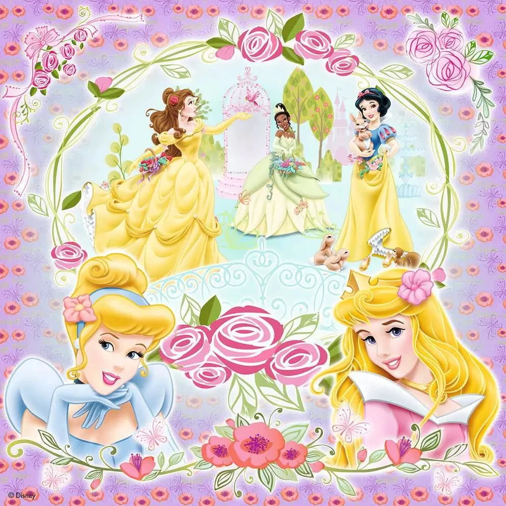 Ravensburger 4 dėlionės lagaminėlyje „Disney princesės“, 64–81 det., nuo 5 m.
