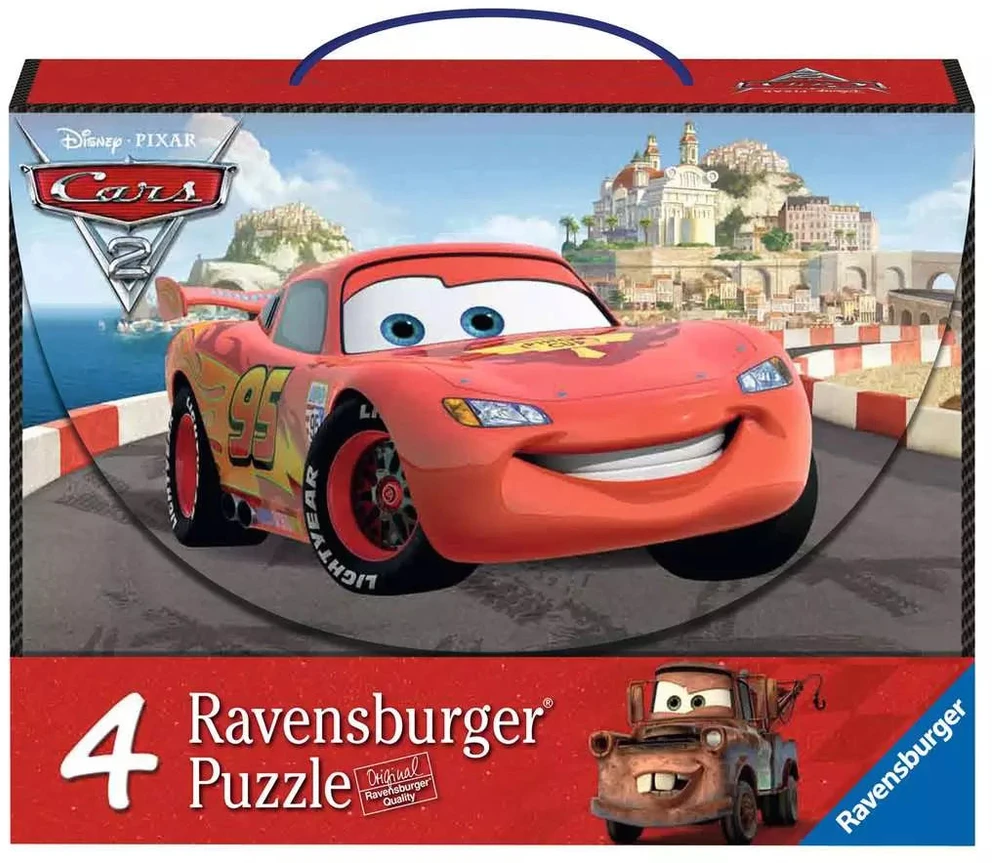 Ravensburger 4 dėlionės lagaminėlyje „Disney Pixar Ratai 2“, nuo 5 m.