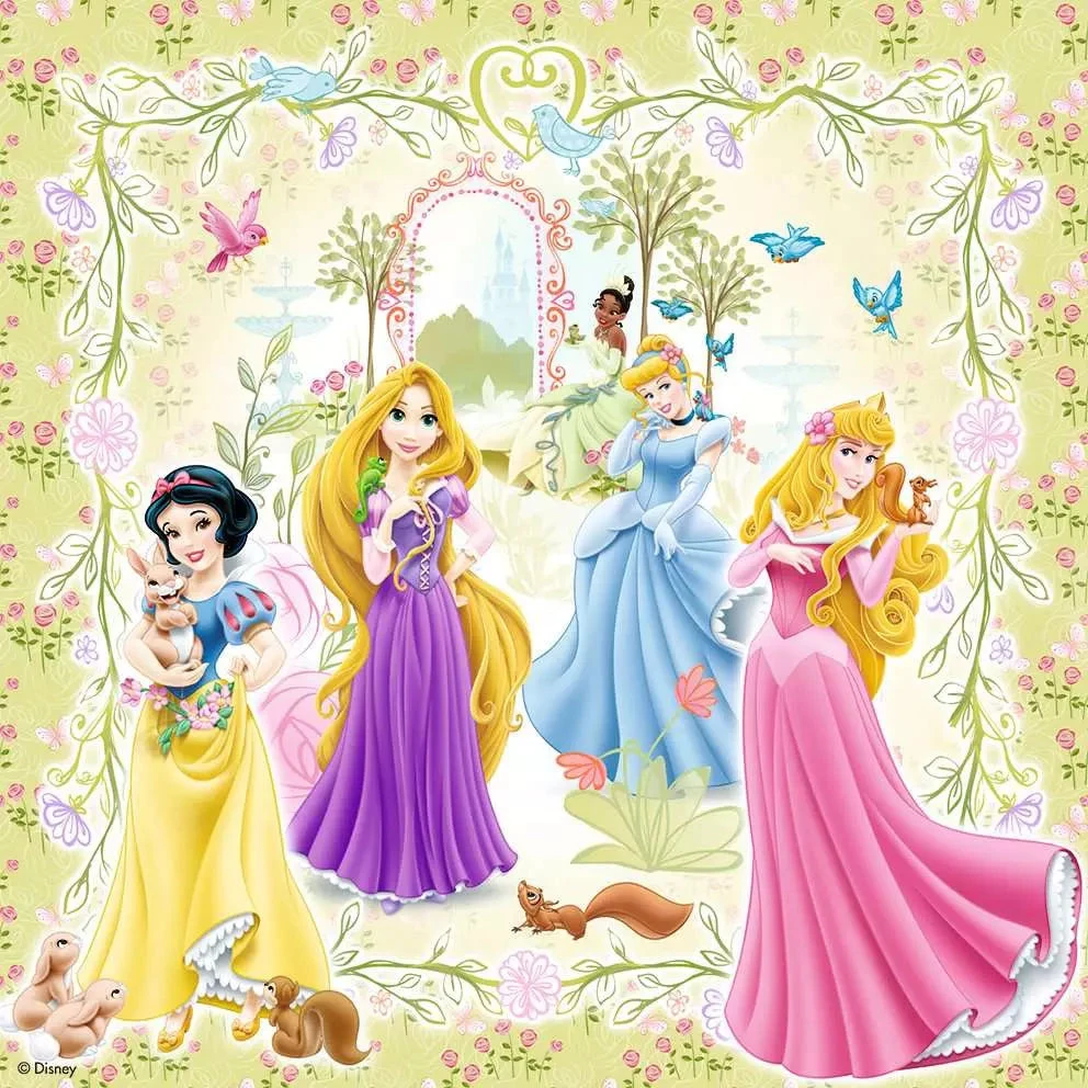 Ravensburger 4 dėlionės lagaminėlyje „Disney princesės“, 64–81 det., nuo 5 m.