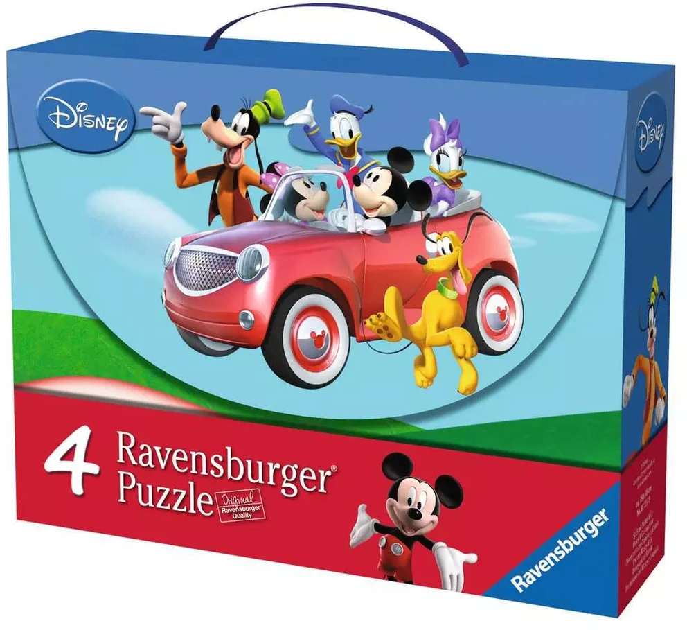 Ravensburger 4 dėlionės lagaminėlyje „Peliuko Mikio klubas“, nuo 3 m.