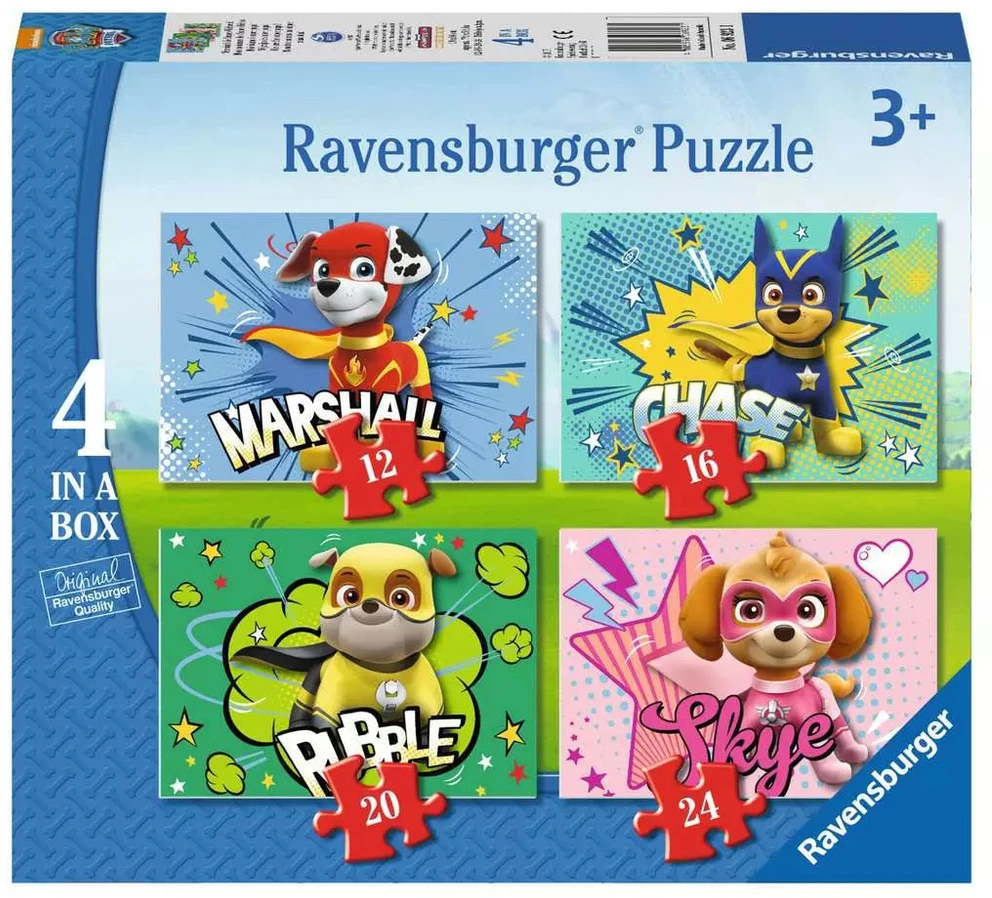 Ravensburger 4 dėlionės „Šunyčiai patruliai: keturi herojai“, nuo 3 m.