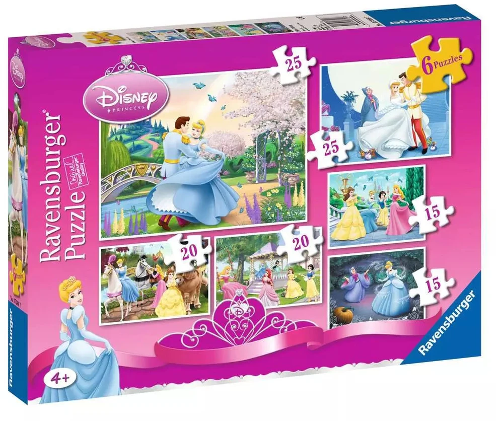 Ravensburger 6 dėlionės „Disney princesės“, 15–25 det., nuo 4 m.