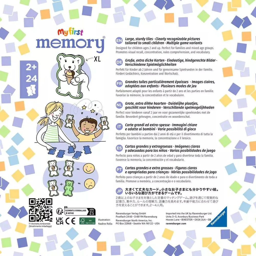 Ravensburger atminties žaidimas „My first memory® Teddys“, 2–4 žaid., nuo 2,5 m.