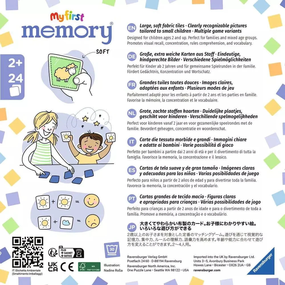 Ravensburger atminties žaidimas „My first memory® minkštas“, nuo 2,5 m.