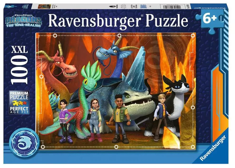 Ravensburger dėlionė „Drakonai: devynios karalystės“, 100 XXL det., nuo 6 m.