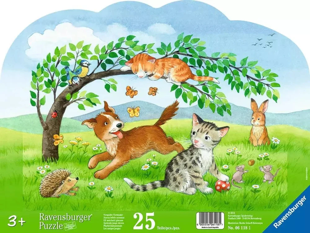 Ravensburger dėlionė „Kačiukas ir šuniukas pievoje“, 25 det., nuo 3 m.