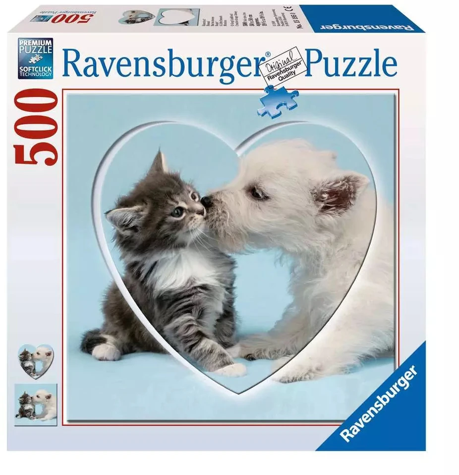 Ravensburger dėlionė „Kačiukas ir šuniukas“, 500 det.